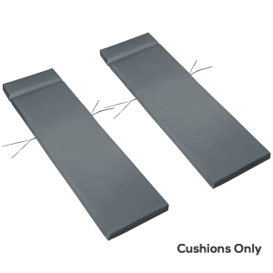 Outsunny Set of 2 Sun Lounger Cushions, Replacement Cushions for Rattan Furniture with Ties, 196 x 55 cm, Cushion ONLY, Dark Grey