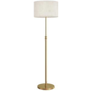 HOMCOM Lampadaire sur pied salon, lampe sur pied dimmable avec télécommande, abat-jour en lin, hauteur réglable 133-168cm, doré