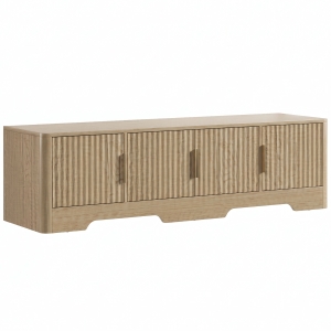 HOMCOM Móvel TV 152 cm Móvel para Televisor até 152,4 cm 4 Portas Caneladas e Prateleiras Ajustáveis Carvalho