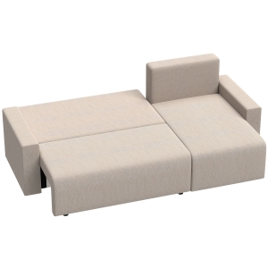 HOMCOM Ecksofa mit Schlaffunktion und umkehrbarer Chaiselongue, L-förmiges 3-Sitzer Sofa aus Veloursbezug, Beige