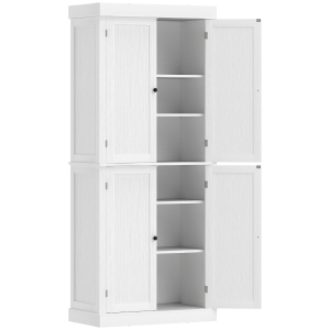 HOMCOM Mobile Cucina Alto con 6 Ripiani Regolabili e 2 Ante in Legno, 76x40.5x184 cm, Bianco