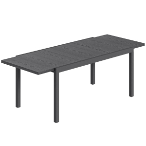 Outsunny Table de Jardin Extensible Plateau Aluminium Effet Bois Pieds Réglables 8-10 Personnes 214x85x75cm Gris Anthracite