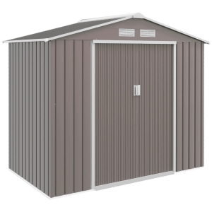 Outsunny Abri de Jardin Multi-équipé en Acier Gris 213 x 127 x 185 cm