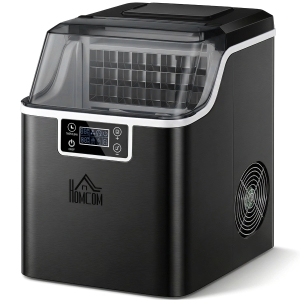 HOMCOM Macchina del Ghiaccio Autopulente da 24 Cubetti ogni 14-18 Minuti con Display LCD, 25.2x36x37.1 cm, Nero