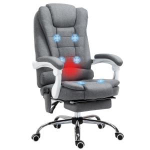 Vinsetto Ergonomische massage bureaustoel met 6 Vibratiepunten, Verstelbare Rugleuning en 360° Draaistoel Grijs