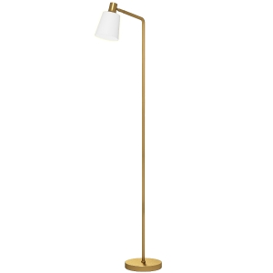 HOMCOM Lámpara de Pie LED Regulable con 3 Temperaturas de Color 3000K-6500K Pantalla Giratoria Bombilla E27 Blanco y Dorado