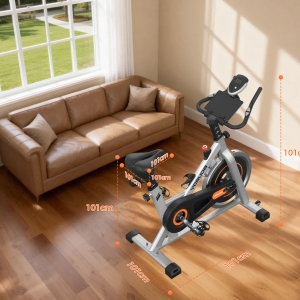 Cyclette per casa, telaio sicuro in acciaio al carbonio con pedane antiscivolo, manubrio regolabile, 96,5x56,5x121 cm, Nero
