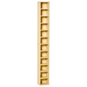 HOMCOM Rangements pour CD et DVD, étagère colonne de rangement, meuble de rangement bois naturel