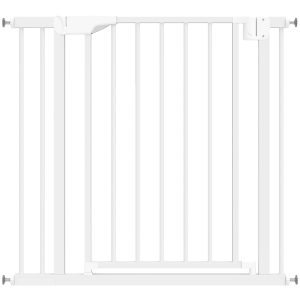PawHut Barreira de Segurança para Crianças e Cães Largura 76-89 cm Bloqueio Duplo Fecho Automático Abertura em Dois Sentidos e Extensão de 7 cm Branco