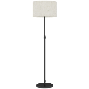 HOMCOM Luminária de pé com controle remoto, altura ajustável, abajur de tecido, suporte metálico, brilho ajustável, interruptor de pé, preto