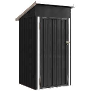 Outsunny Caseta de Jardín Exterior Metálico 0,74 m² 107,5x91x185 cm con Techo Inclinado Puerta con Cerradura Ventilaciones Gris