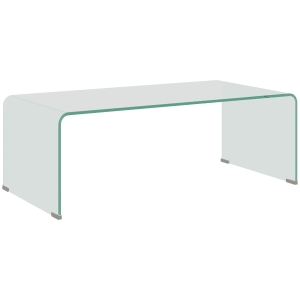 HOMCOM Mesa de Centro em Vidro Estável Design Monobloco Simples e Moderna 100x50x35 cm Transparente