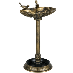 Outsunny Baño para Pájaros de Jardín Exterior 81 cm con Diseño de Concha y Acabado Envejecido Ligero y Resistente Bronce
