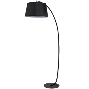 HOMCOM Lampe Lampadaire à Arc Salon Courbée - Lampe Arceau Moderne en Métal - Lampadaire sur Pied, Métal et Lin, Noir