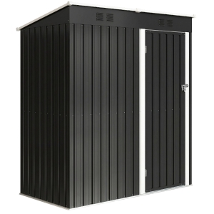 Outsunny Abrigo de Jardim Exterior 1,37 m² 163x90x179 cm com Porta com Fechadura e Grelhas de Ventilação Cinzento Escuro