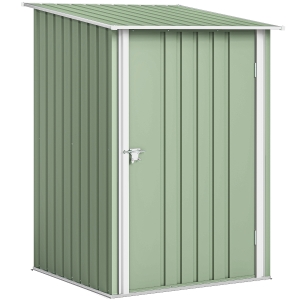 Outsunny Caseta de Jardín Metálica 0,92 m² 100x103x160 cm con 1 Puerta y Cerradura para Almacenamiento Herramientas Verde Claro