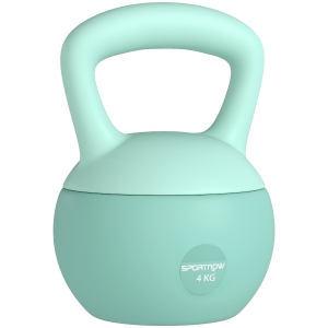 SPORTNOW Pesa Rusa 4 kg Kettlebell Relleno de Arena Metálica y Mango Antideslizante para Entrenamiento en Casa 19x15x25 cm Verde