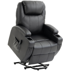HOMCOM Fauteuil releveur électrique, fauteuil relax électrique, repose-pied, dossier inclinable, port USB, 83x95x107cm, noir