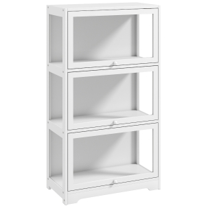 HOMCOM Vitrine Expositora para Coleções com 3 Níveis e Portas Elevatórias em Acrílico para Figuras 59x30x106 cm Branco
