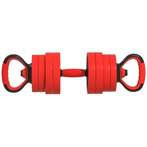 SPORTNOW 20kg 6-In-One Adjustable Weight Dumbbells Set, Barbell, Kettlebell, Push Up Stand - Red
