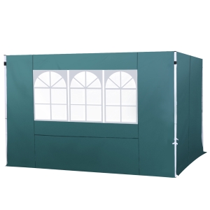 Outsunny 2 Paredes Laterales para Carpas de 3 x 3 m, 300x200 cm, Paredes Laterales de Repuesto para Cenador de Tela Oxford con Ventana, para Jardín, Exteriores, Fiestas, Verde Oscuro