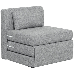 HOMCOM Slaapstoel 3-voudig opvouwbaar compact lazysofa met tafeltje werkkantoor Grijs