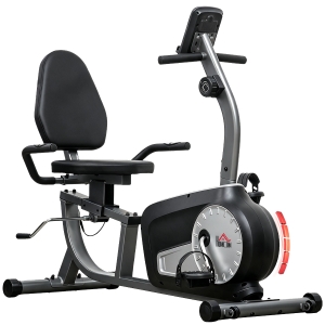 HOMCOM Cyclette Orizzontale Recumbent con 8 Livelli di Resistenza, Schermo LCD e Seduta Regolabile, 122-137x62x103 cm