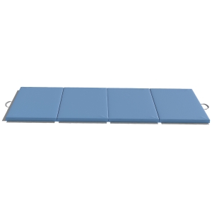 HOMCOM Colchão de Ginástica Dobrável com Espessura de 5 cm e Alças de Transporte para Yoga Aeróbica 240x120x5 cm Azul Claro