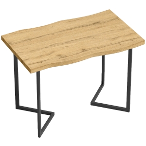 HOMCOM Mesa de Jantar para 2 Pessoas com Tampo Espesso, Pernas Metálicas, Estilo Moderno, 110x67x75,5 cm, Carvalho