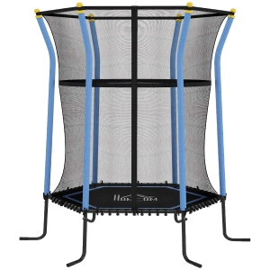 HOMCOM Kids Trampoline Mini Bouncer with Enclosure Safety Net For Ages 3-10 Years - Blue