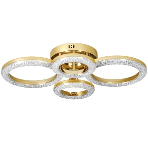 HOMCOM 4-Ring LED Ceiling Light, Flush Mount Ceiling Light with 3 Colour Temperatures, Gold Tone