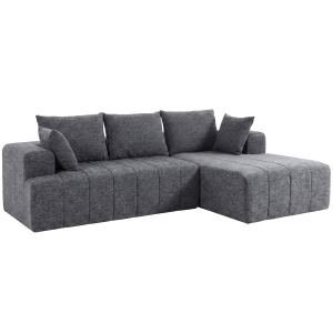 HOMCOM 3-Sitzer Ecksofa in L-Form mit Ottomane, wandelbares Chenille-Cloud-Schlafsofa mit Federkernpolsterung, Grau
