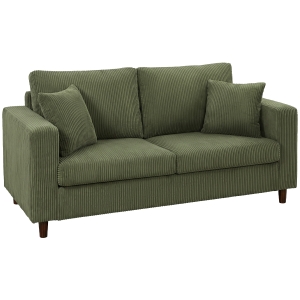 HOMCOM 2-Sitzer-Cordsofa mit breiter tiefer Sitzfläche und Federkernpolster, grün