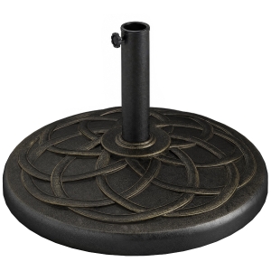 Outsunny Base para Sombrilla de Jardín Peso Neto 19 kg Soporte de Parasol Apto para Mástil de 38mm/48mm Resina para Terraza Patio Exterior Ø54,5x34 cm Bronce