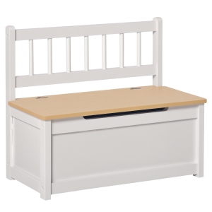 HOMCOM 2 In 1 Wooden Toy Box, Seat Storage Bench, Storage Chest Cabinet Organiser, with Safety Pneumatic Rod