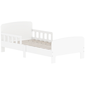 AIYAPLAY Lit enfant lit au sol enfant barrières de sécurité haut sommier à lattes et cadre robuste 143,5 x 74,2 x 54 cm blanc