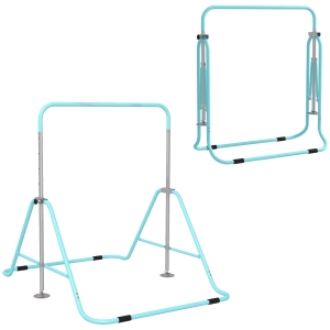 Kids Gymnastic Bar, with Adjustable Height, Foldable Horizontal Bars - Light Blue