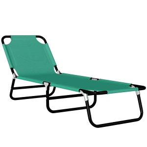 Outsunny Bain de soleil chaise longue pliante inclinable en tissu Oxford pour plage camping piscine 188 x 56 x 28 cm vert foncé