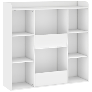 AIYAPLAY Meuble rangement enfant, bibliothèque enfants avec 8 compartiments et étagère supérieure, 104 x 29 x 101,5 cm, blanc