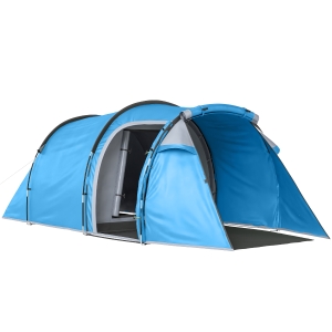 Outsunny Campingzelt, Wurfzelt für 2 Personen, Vorraum & Schlafbereich, wasserdicht, 426 x 206 x 154 cm, Hellblau