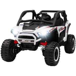 AIYAPLAY 2 Seater 24V 7AH Ride on Truck, Battery Powered Electric Ride On Car w/ Remote, Suspension, 3 Speeds, White