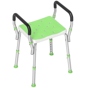 HOMCOM Scaun de duș din aluminiu, reglabil pe înălțime, cu cotiere și picioare antiderapante, verde