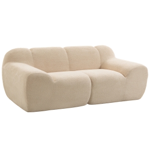HOMCOM Canapé 2 Places en Chenille, Canapé de Salon 174cm, Assise et Accoudoirs Larges Rembourrés, Entièrement Compressé, Beige