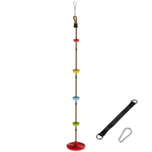 AIYAPLAY Kletterseil Schaukel Baum Kinderschaukel mit Plattform Scheibenschaukel Sitz Outdoor Spielset für 3-8 Jahre Kinder Rot