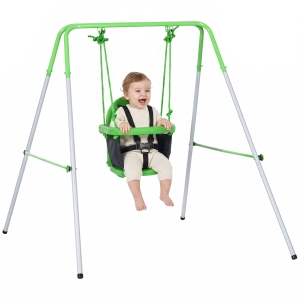 Outsunny Columpio Infantil para 6-36 Meses con Respaldo y Cinturón de Seguridad para Interior Exterior 122x146x122 cm Verde