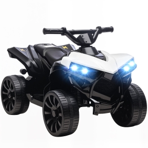 AIYAPLAY Quad Eléctrico para Niños 6 V Quad para Niños de 18 a 56 Meses Velocidad hasta 3 km/h Faros y Música 70x42x45 cm Blanco