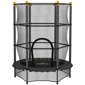 HOMCOM Trampolín para Niños de +3 Años Ø140 cm con Red de Seguridad y Marco de Acero para Interior y Exterior Negro