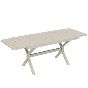 Outsunny Mesa de Comedor Exterior Extensible 154/214 cm para 8-10 Personas de Aluminio Acero con Tapa Imitación Madera Gris