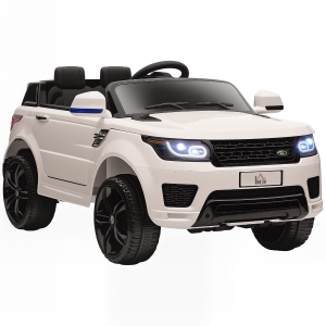 HOMCOM Coche Eléctrico SUV para 3-6 Años Coche de Batería 12V con 2 Motores Mando a Distancia 110x68x52 cm Blanco