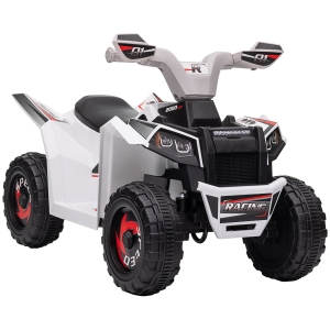 HOMCOM Quad Eléctrico para Niños 6V Quad para Niños de 18-36 Meses con Avance y Retroceso Velocidad de 2,5 km/h Blanco